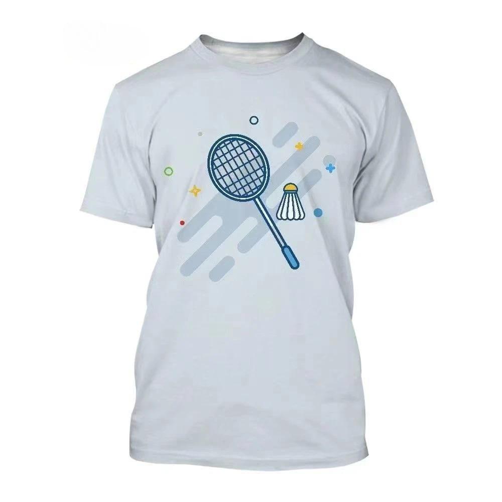 The 3D Printed Short-sleeved T-shirts for Men's and Women's Badminton In Summer Are Fashionable, Comfortable and Cool