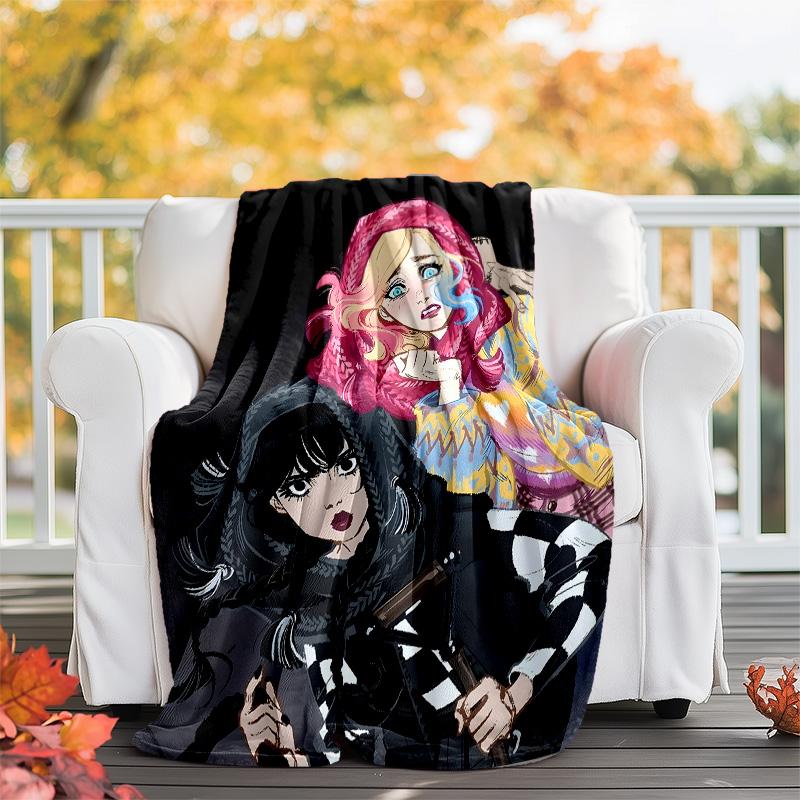 1pc Addams Family Wednesday6 Theme Blanket - Digital Print, Polyester, Cozy for All Seasons, Perfect for Outdoor, and Travel