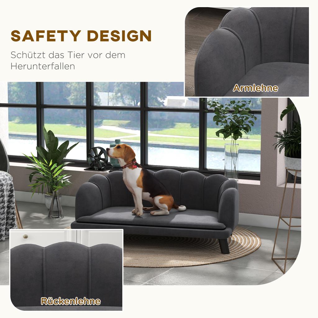 Dog Sofa, Pet Couch Bed for Medium, Large Dogs, with Legs, Cushion - Grey