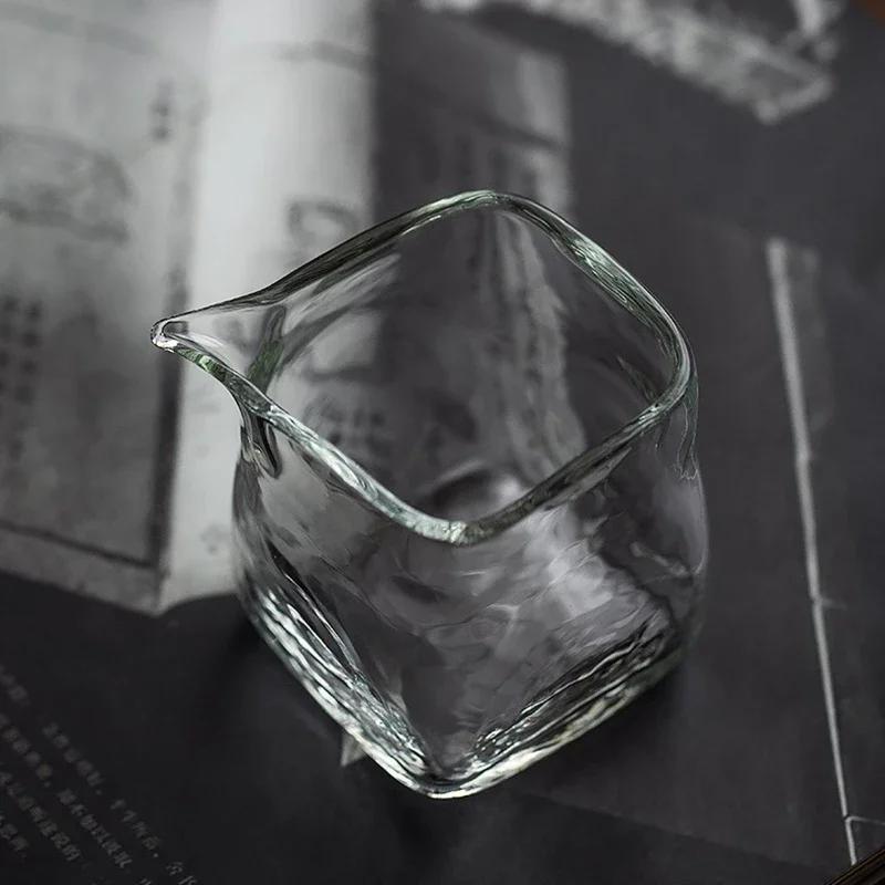 Transparent Four Sided Tea Dispenser Home Creative Chahai Teacup Heat-resistant Glass Fair Cup Tea Accessories