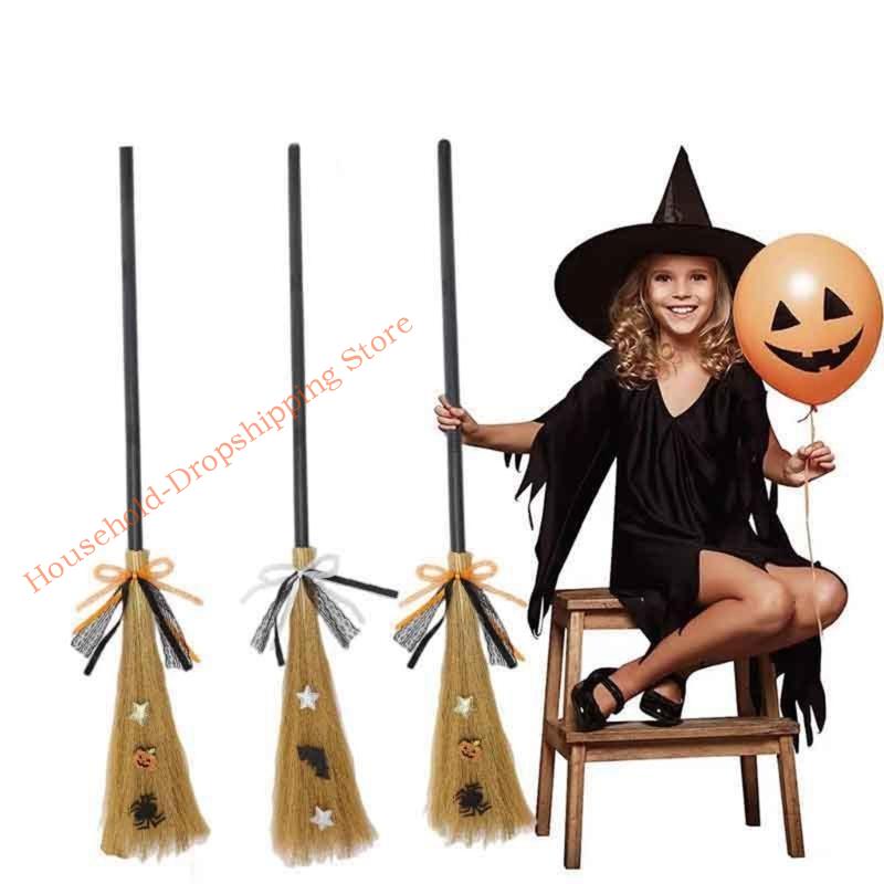 85AD Multipurpose Halloween Witch Broomsticks Holiday New Year Decoration