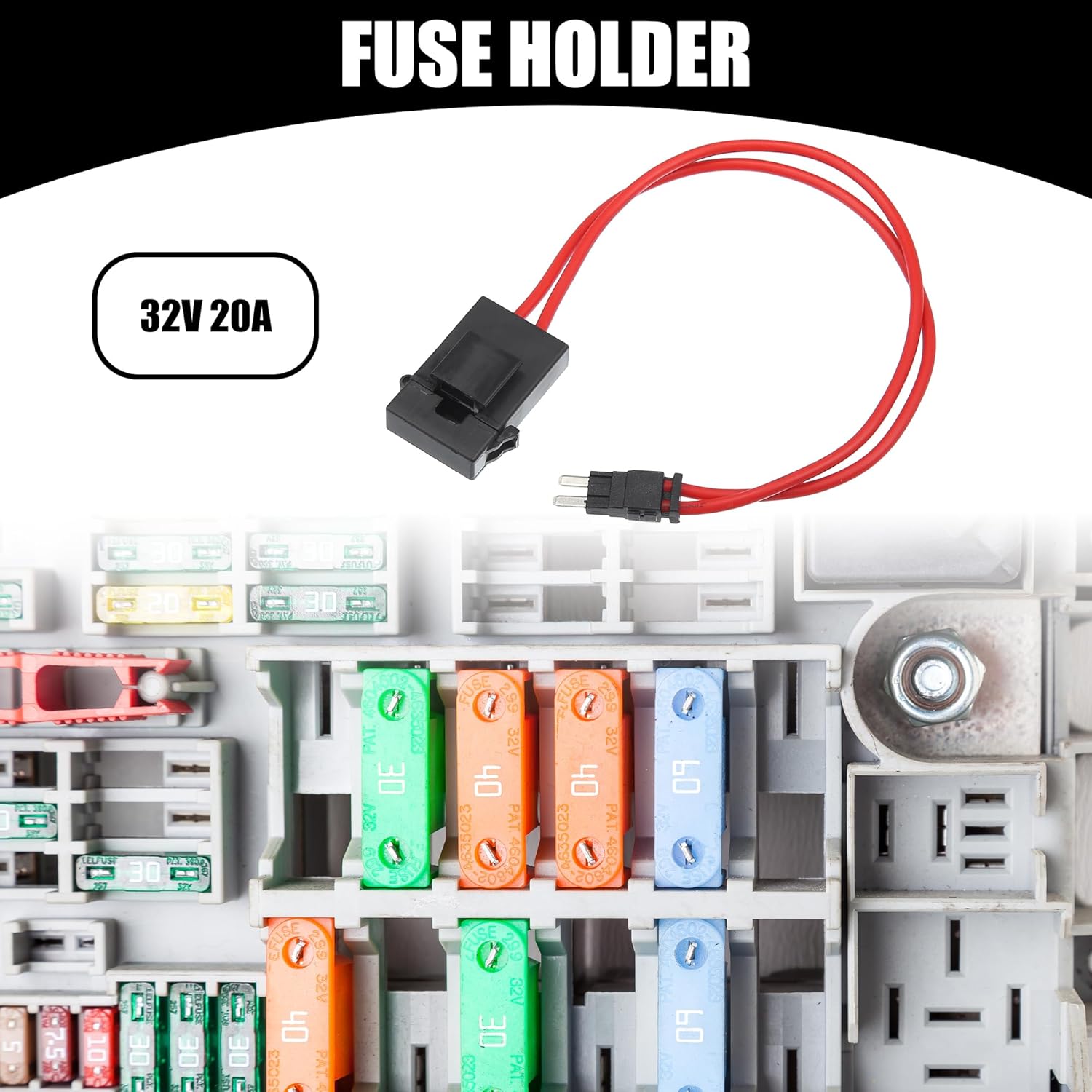 1 Pc Micro 32V 20A Universal Fuse Holder - Automotive Truck SUV Car Fuse Tap Adapter - Plastic Metal Black Red
