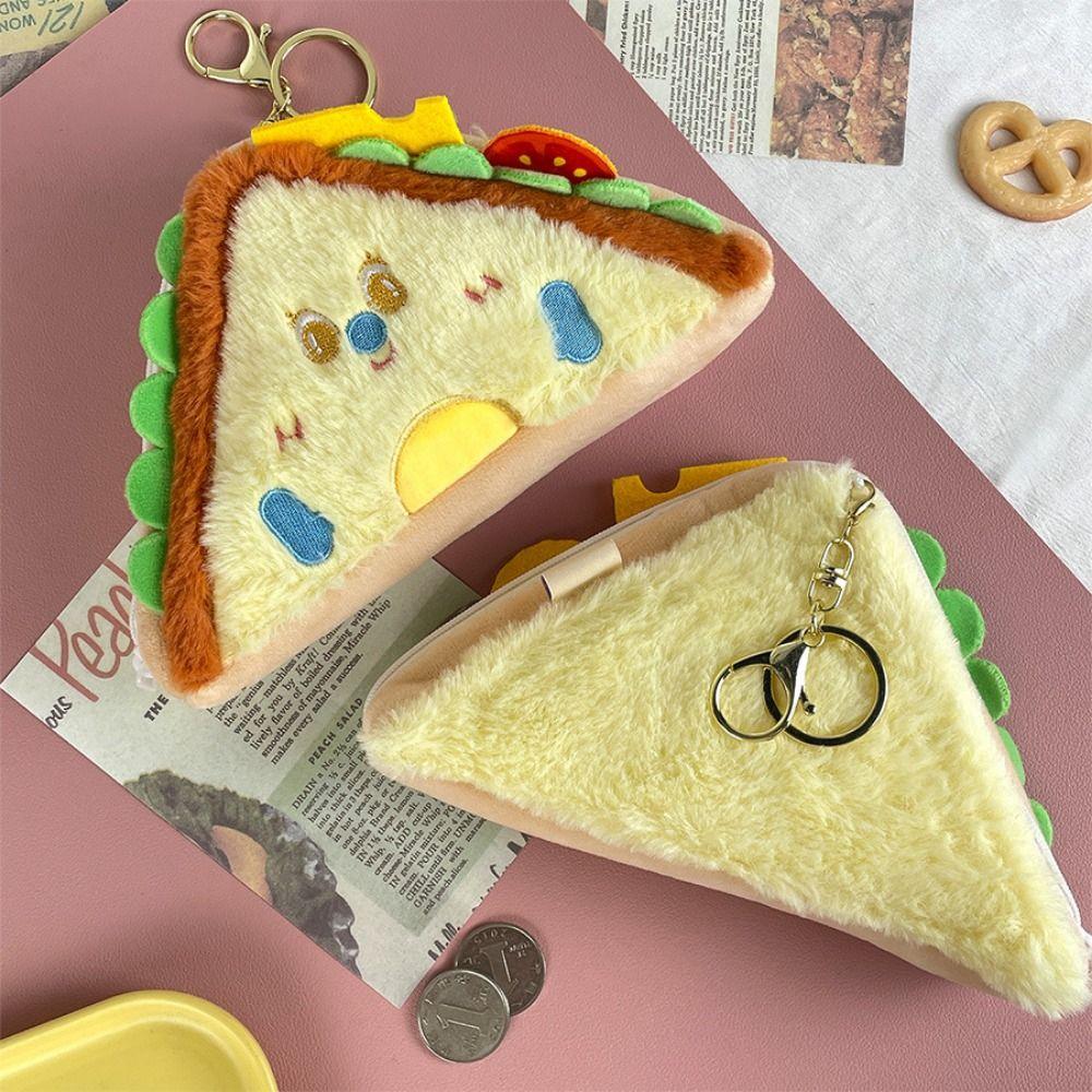 

Hamburger Sandwiches Storage Bag Cartoon Zero Wallet Bag Hanging Pendant Plush Small Purse Friends Sandwich