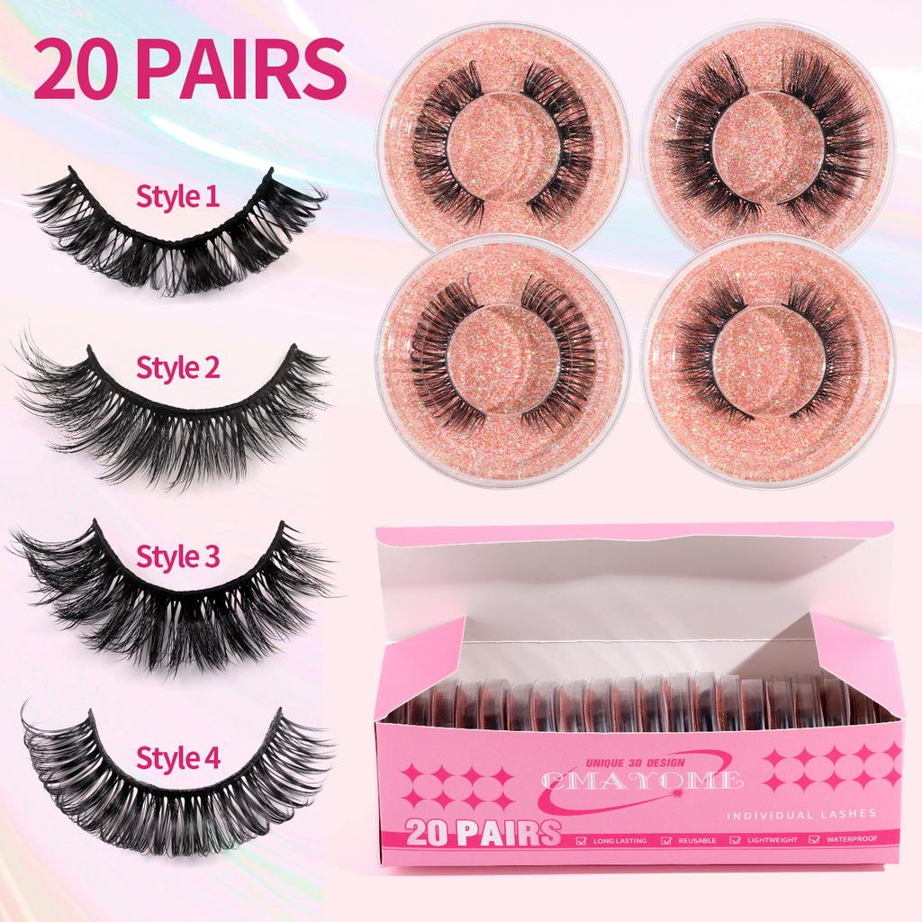 20 Boxes Mixed With Thick Exaggerated False Eyelashes, Thick Eyelashes, Naturally Curled Eyelashes.