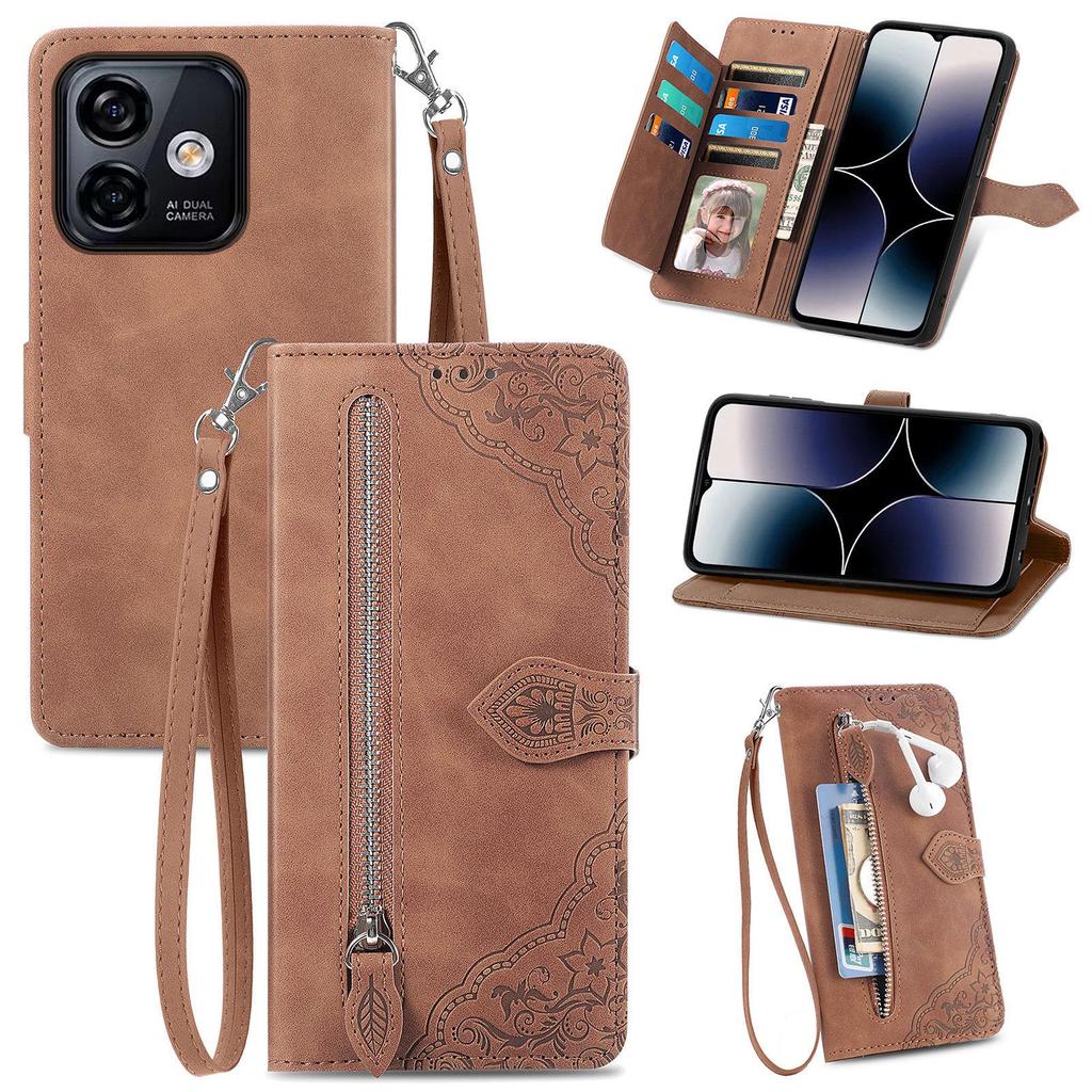 Ulefone Note16/15 Flip pouzdro z embosované kůže se šňůrkou