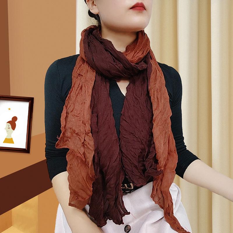 

Модний градієнтний бавовняно-лляно-шовковий шарф/шаль для жінок - Захист від сонця та подвійне використання для всіх сезонів 175 cm