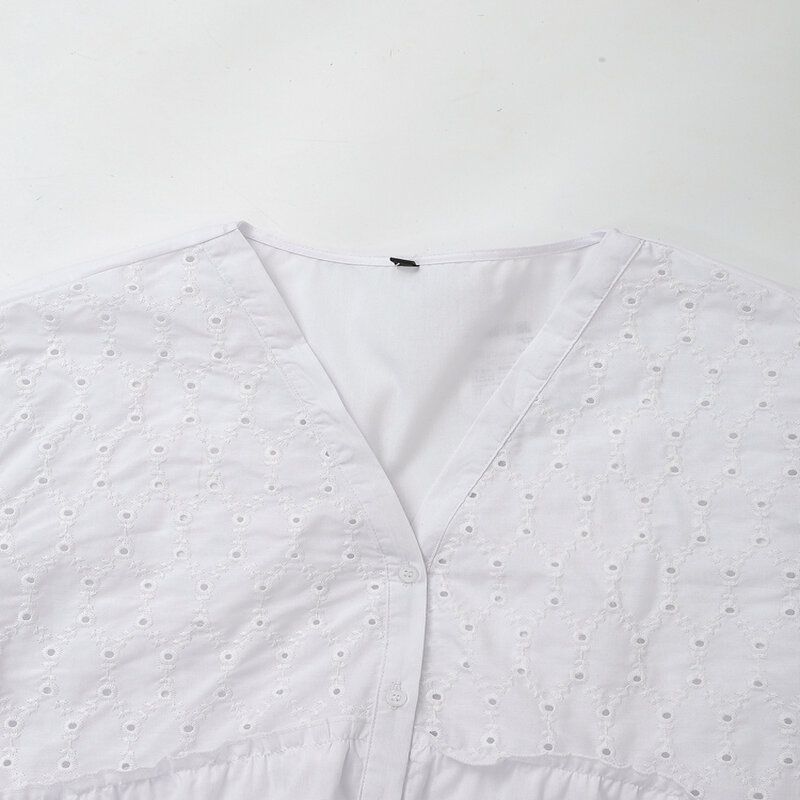 Fashion Style 2024 Spring New Women's Clothing All-Matching Hollow Embroider Poplin Short Dress 2298074 250