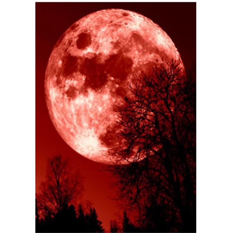 

HUACAN 5D DIY Алмазная картина Красная Луна Алмазная вышивка крестиком Пейзаж Стразы Мозаика Домашний декор Full Square 20*30 cm