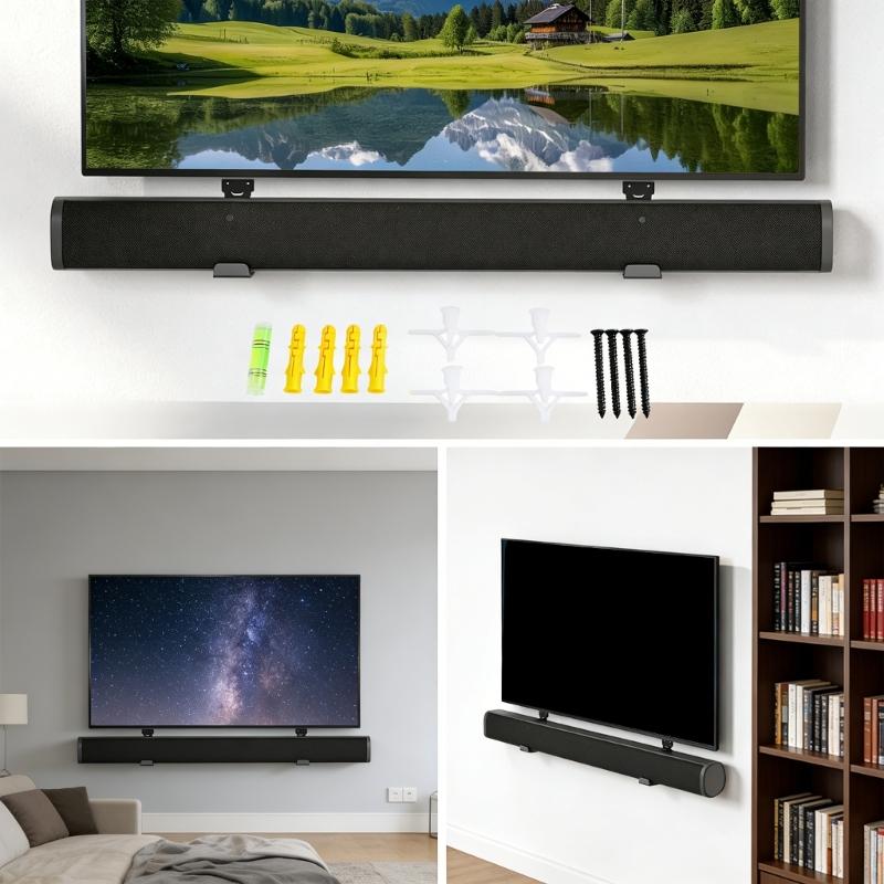 Metal Soundbar Wall Mount Holder With Adjustable Width Up To 18.5cm For Living Room Or Office