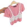 ZANZEA Women Summer Round Neck Lace Patchwork Casual Short Sleeve T-shirt