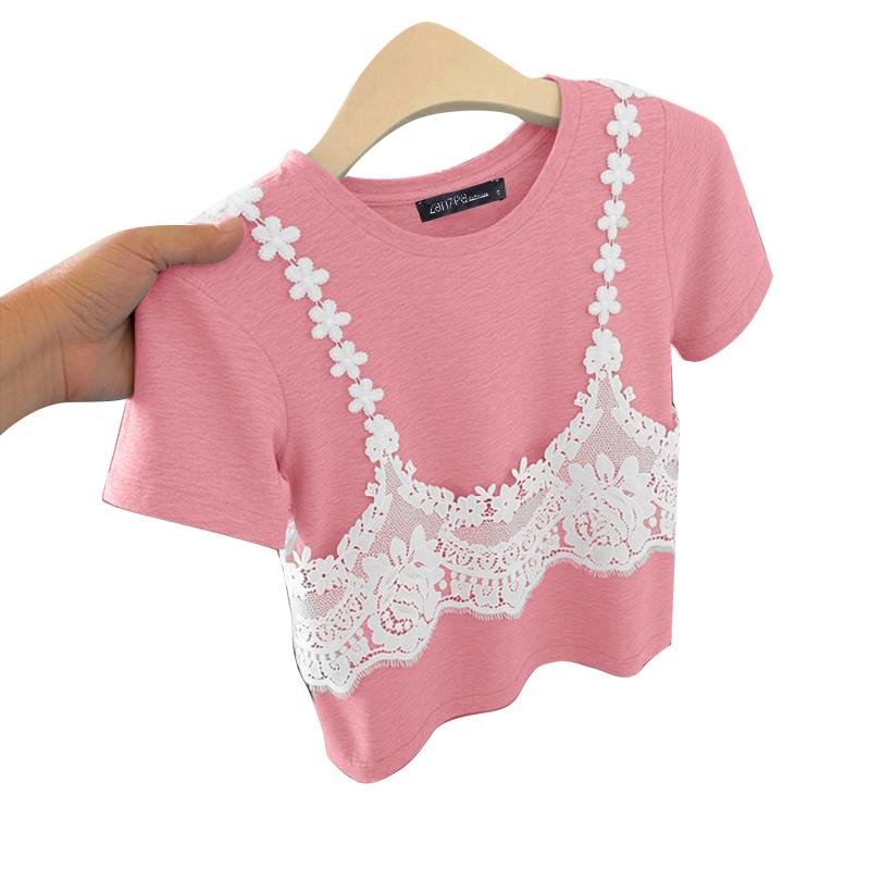 ZANZEA Women Summer Round Neck Lace Patchwork Casual Short Sleeve T-shirt