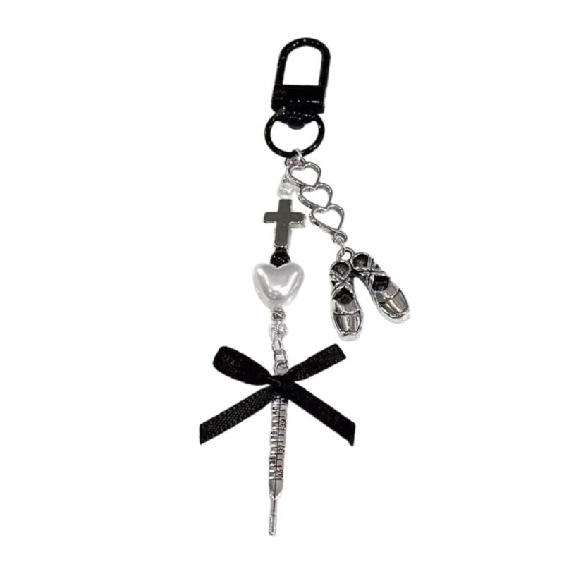 Cute Pink Butterfly Phone Charm Stylish Keychain Pendant Beaded Cellphone Pendant Phone Lanyard for Women and Girls