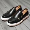 Designer New Men's Brown Patent Leather Slip On Business Casual Shoes Male Monk Strap Loafers Walking  Sneakers  Zapatos Hombre