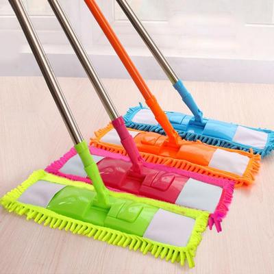 Flat Chenille Mop for Dry & Wet Use - Lazy Stainless Steel Mop