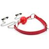 Erotische Spielzeug PU Leder Mundknebel Ball Oral Sex mit Kette Clip Brust Nippel Klemmen Fetisch Bondage Harness Sex Spielzeug erwachsene Spiele