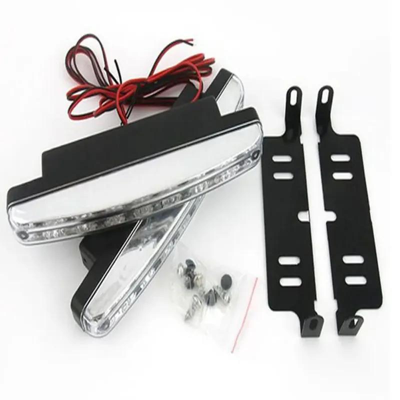1/2PCS Car LED 12V External White 8Leds Universal Driving Light Daytime Running Light Fog Lamp Durable Auxiliary Lamp Waterproof