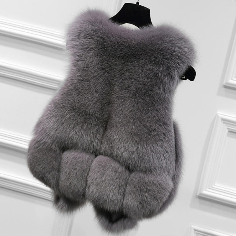 Winter women's fur vest imitation fox hair slim-fit vest vest vest plush jacket
