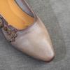 Johnature Scarpe con tacco alto a punta stile etnico Scarpe da donna con décolleté poco profonde in vera pelle retrò versatili