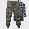 Men's Ice Silk Loose-Fit Multi-Pocket Drawstring Trousers