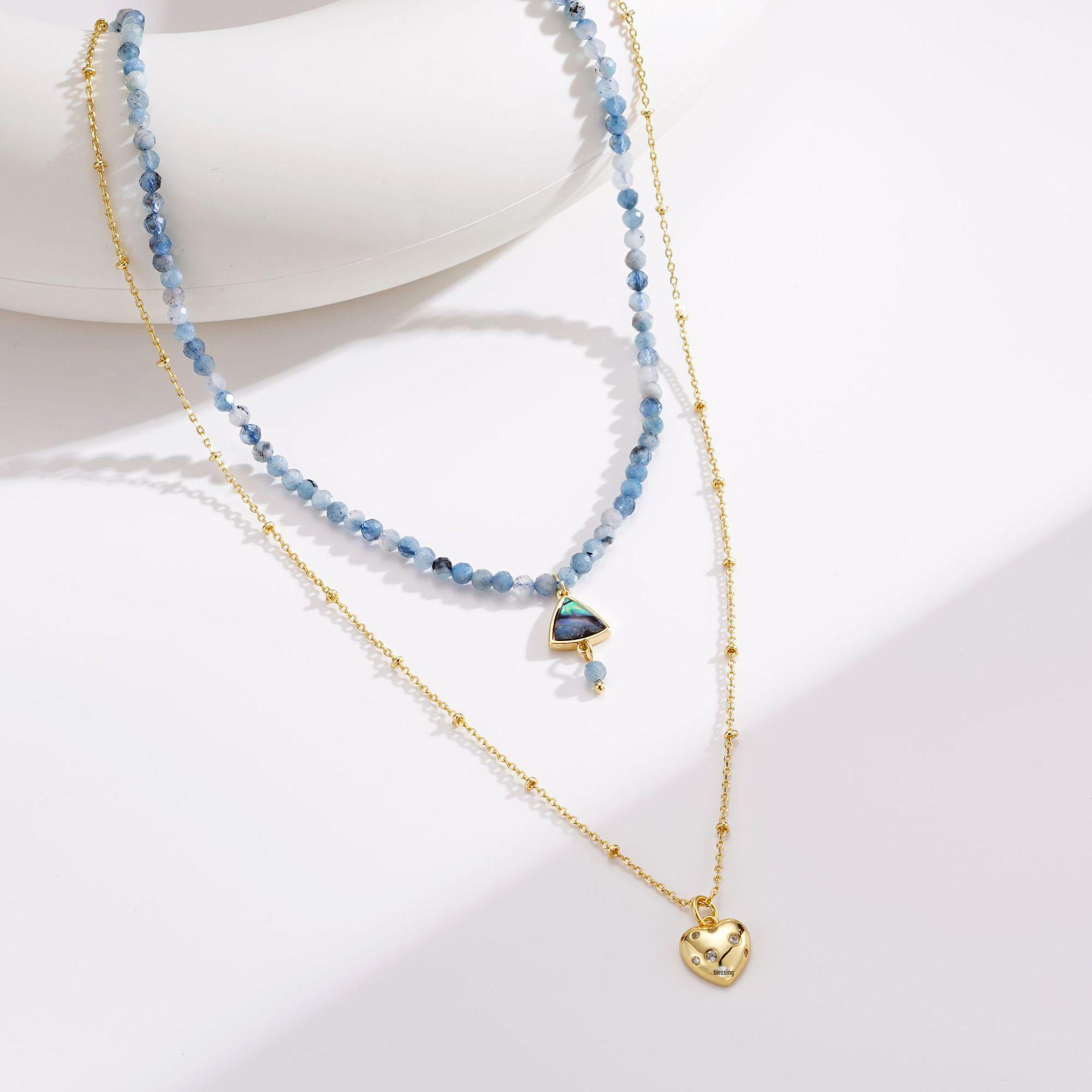 

Ожерелье из 10 бусин из натуральных камней неправильной формы с цепочкой на ключицу из 14-каратного золота