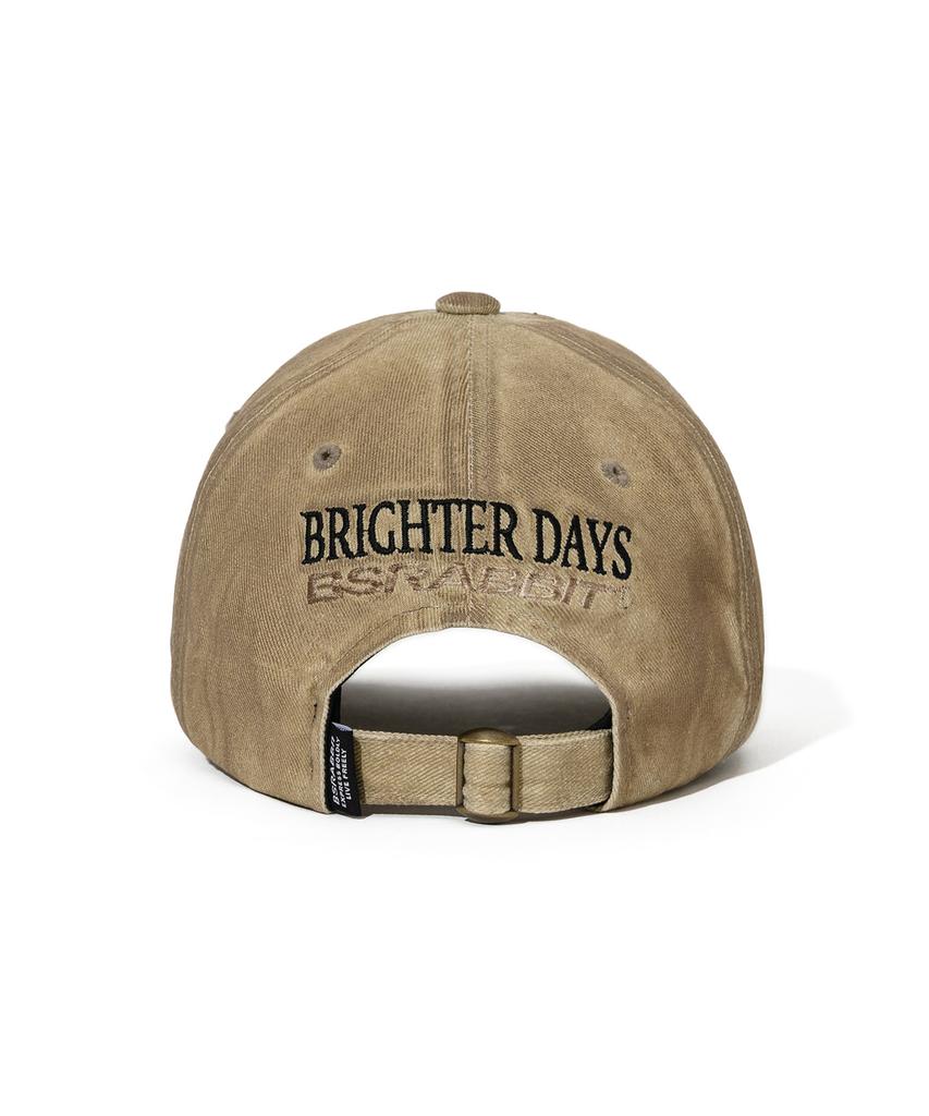 Bieseulaebis 3D Embroidery Dirty Washed Cotton Cap Beige
