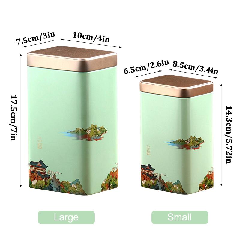 Tin Plate Storage Box Sealed Tea Caddy Small Square Coffee Jar Tea Leaves Container Cans Small Tinplate Spices Storage Boxes