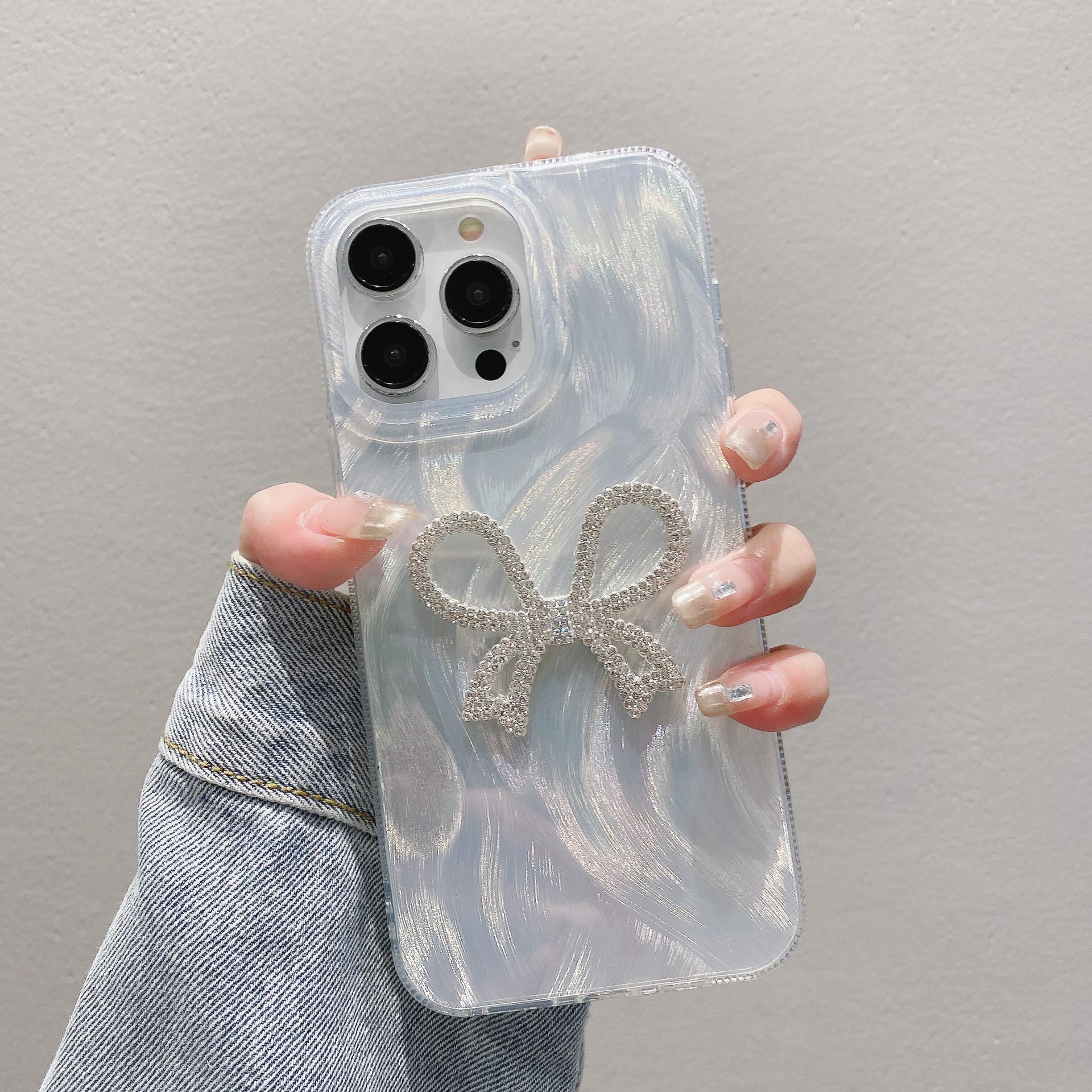 

Spring and Summer Protective Case Suitable for Iphone15 Feather Yarn Luxury 12 Bow Chain 13 Hard 14 Apple 16 Mobile Phone Case iPhone12PRO