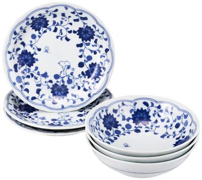 Kaneshotouki Sunuupii Indigo Arabesque Súprava tanierov a misiek 6 ks Krabica 630743 "Darček súčasťou"