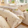 Thick Warm Milk Coral Fleece Bedding Set Floral Bedspread Quilt Cover Lace Trim Home