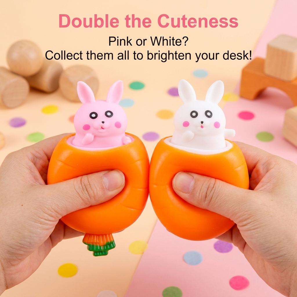 

Squeeze Toy Carrot Rabbit Pop Up Stress Relief Toy Cute Bunny Adult Decompression Toy Desktop Ornament Holiday Gift