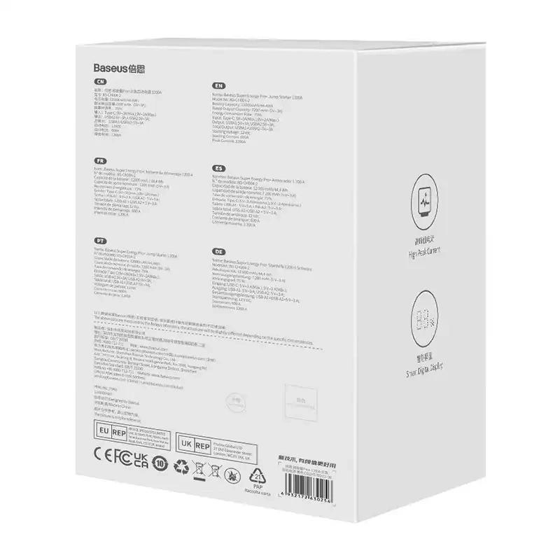 Powerbank/Rozrusznik Baseus Pro+ Car Jump Starter, 12000Mah, 1200A, Usb (Czarny)