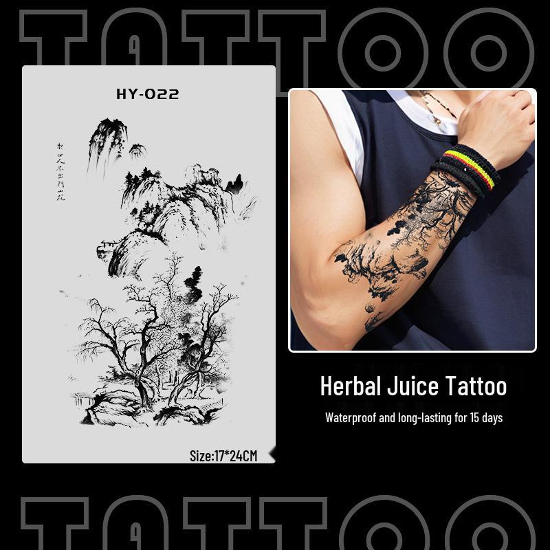 Japanese Traditional Tattoo Waterproof Sticker: Men's Long-lasting Floral Arm Pattern.