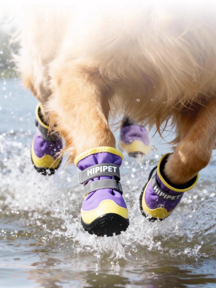 Dog Shoes Winter Thickened Plush Snow Boots Dog Cotton Rubber Dog Boots Reflective Strip Double Layered Straps Puppies Shoes