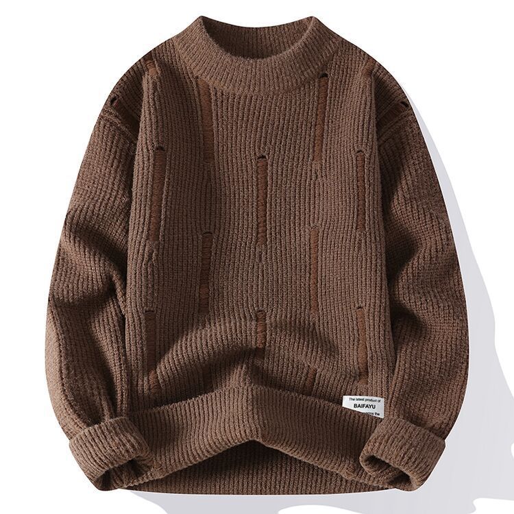 

Горячая Распродажа Зима Новая Мода Утолщенный Полувысокий Воротник Мужской Трикотаж Нить XL кофейный