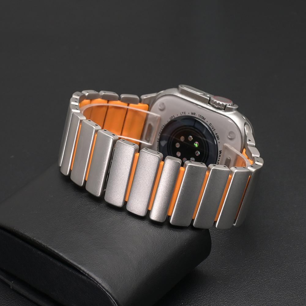 Men Titanium Rubber Strap for Apple Watch Ultra 3 49mm Series 11 10 46mm Luxury Wrist Band for Iwatch 9 8 7 45mm 6 5 4 SE 3 44mm