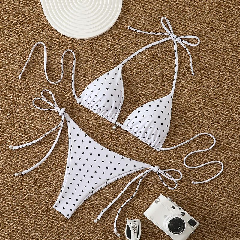 2026 Women Swimsuit Sexy Pearl Micro Bikinis Sets Dot Print Female Swimwear for Woman Bathing Suits Beachwear Trend Bikinis