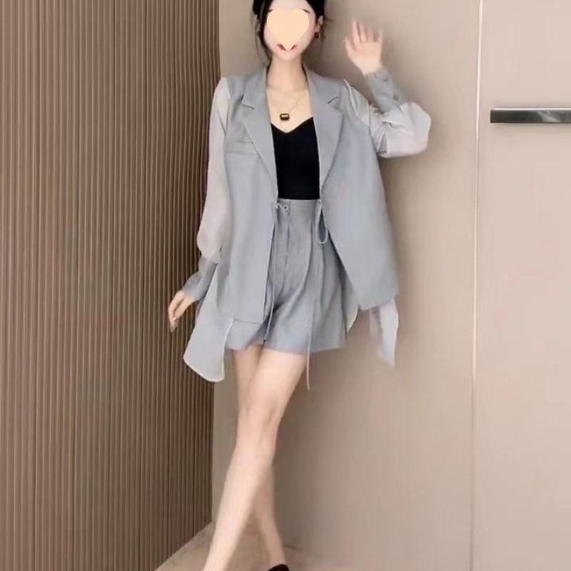 Summer Fashion Thin Leisure Suit Women Korean Style Loose Sense of Design Sun Protection Suit Jacket Shorts Set