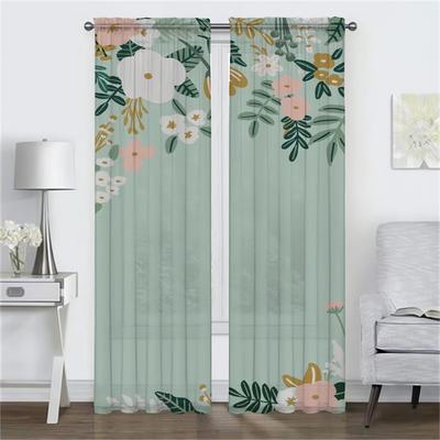 Eleganta rumsgardiner med små blommor för kamera köksgardiner 2 stycken tyll för sovrum rullgardiner avskärmningsgardiner