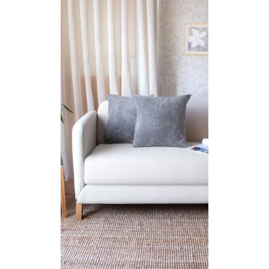 Scandinavian Bohemian 2-Piece Teddy Puffy Cushion Cover Gray