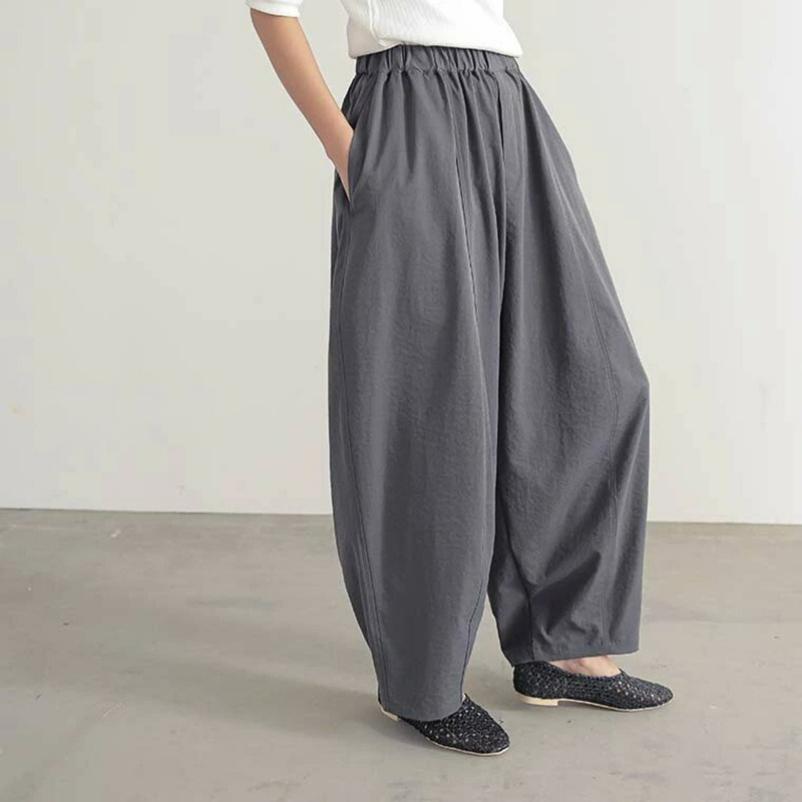Japanese Spring and Summer Casual Pants Women's Simple Casual Solid Color All-match Bloomers Wide-leg Pants Trousers