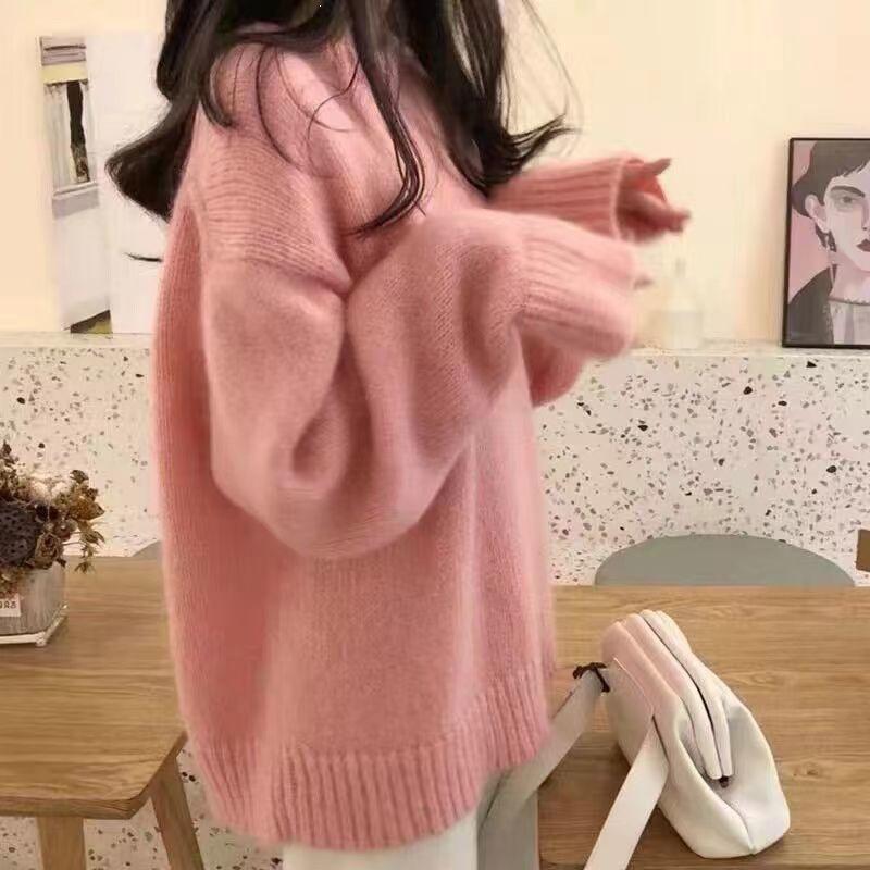 Korean Heavyweight Round Neck Sweater - 2026 Autumn/Winter Loose Knit Wool Pullover