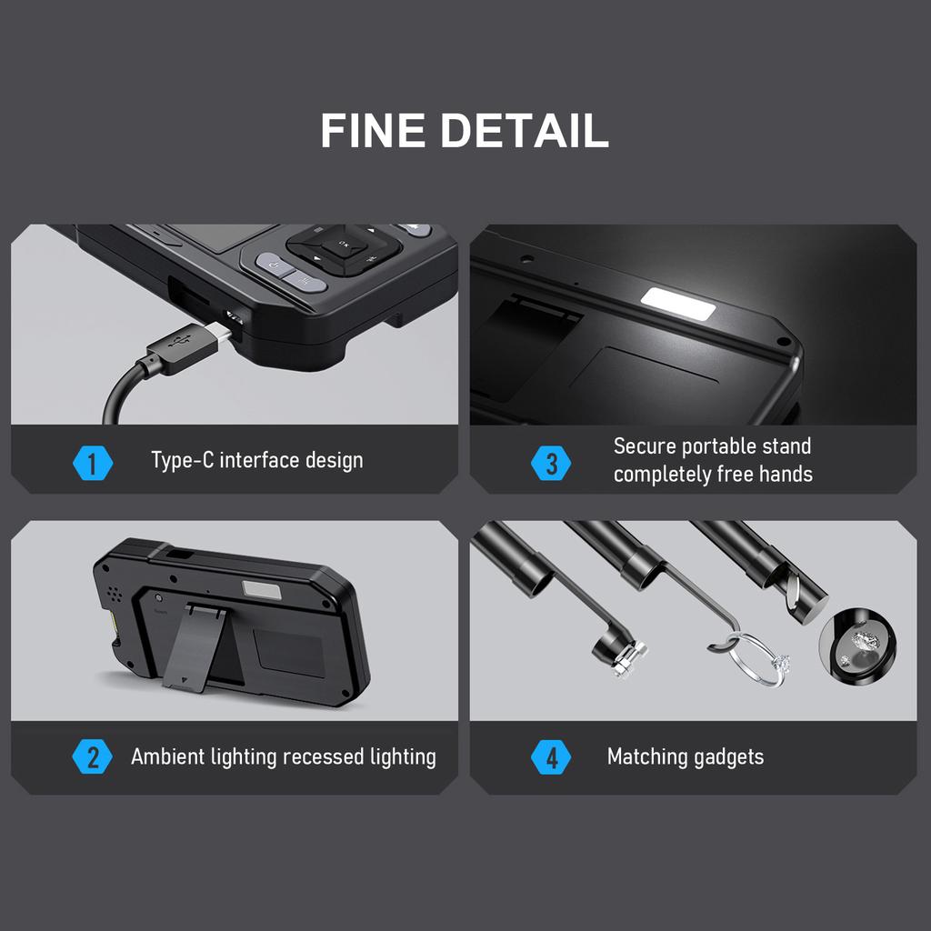 1080P Sewer Inspection Camera with 4.5 Inch IPS Screen Monitor Borescope Camera with LED Fill Light