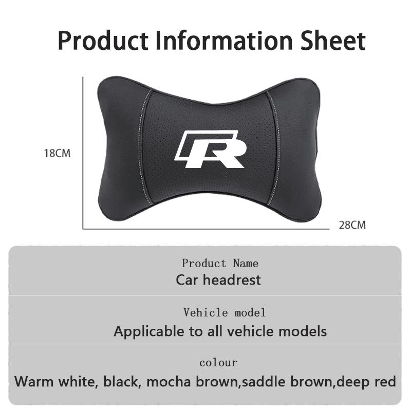 Keychain Leather Car Seat Headrest Memory Foam Comfort Neck Pillow Auto Interiors For Volkswagen VW T5 ID3 Tiguan GTI RLine Golf RB6