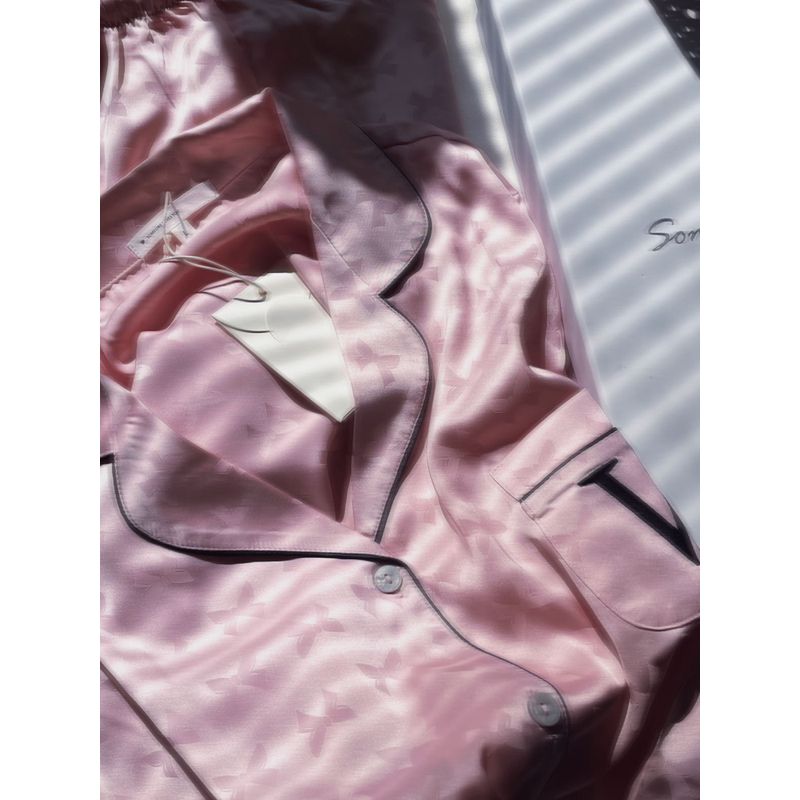 Vido Moonlight Satin Surface Pink Pajamas Women's Spring and Autumn Trendy Brand Long Sleeve Pants Homewear Suit Outwear Secret