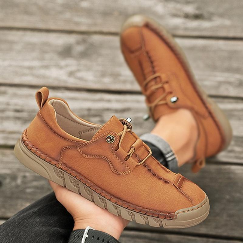 Fashion New Leather Men's Shoes Breathable Driving Shoes Designer Outdoor Men Loafers Lace-Up Men Flat Casual Shoes Fashion Moccasins