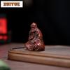 Creative Purple Clay Tea Pet Boutique Bodhidharma Statue Ornaments Handmade Buddha Sculpture Crafts Home Teaware Decoration Art