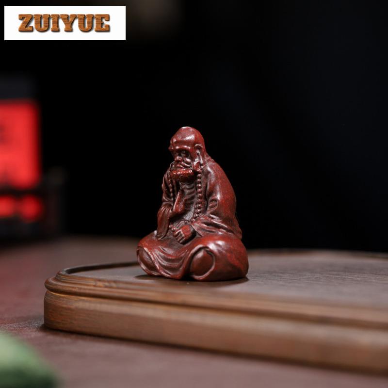Creative Purple Clay Tea Pet Boutique Bodhidharma Statue Ornaments Handmade Buddha Sculpture Crafts Home Teaware Decoration Art