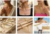Shein Multilayer Snake Chain Pearl Pendant Necklace - French Style Accessories, Vacuum Electroplated, In Stock