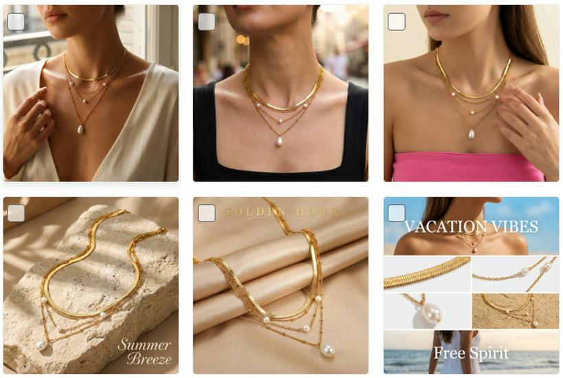 Shein Multilayer Snake Chain Pearl Pendant Necklace - French Style Accessories, Vacuum Electroplated, In Stock