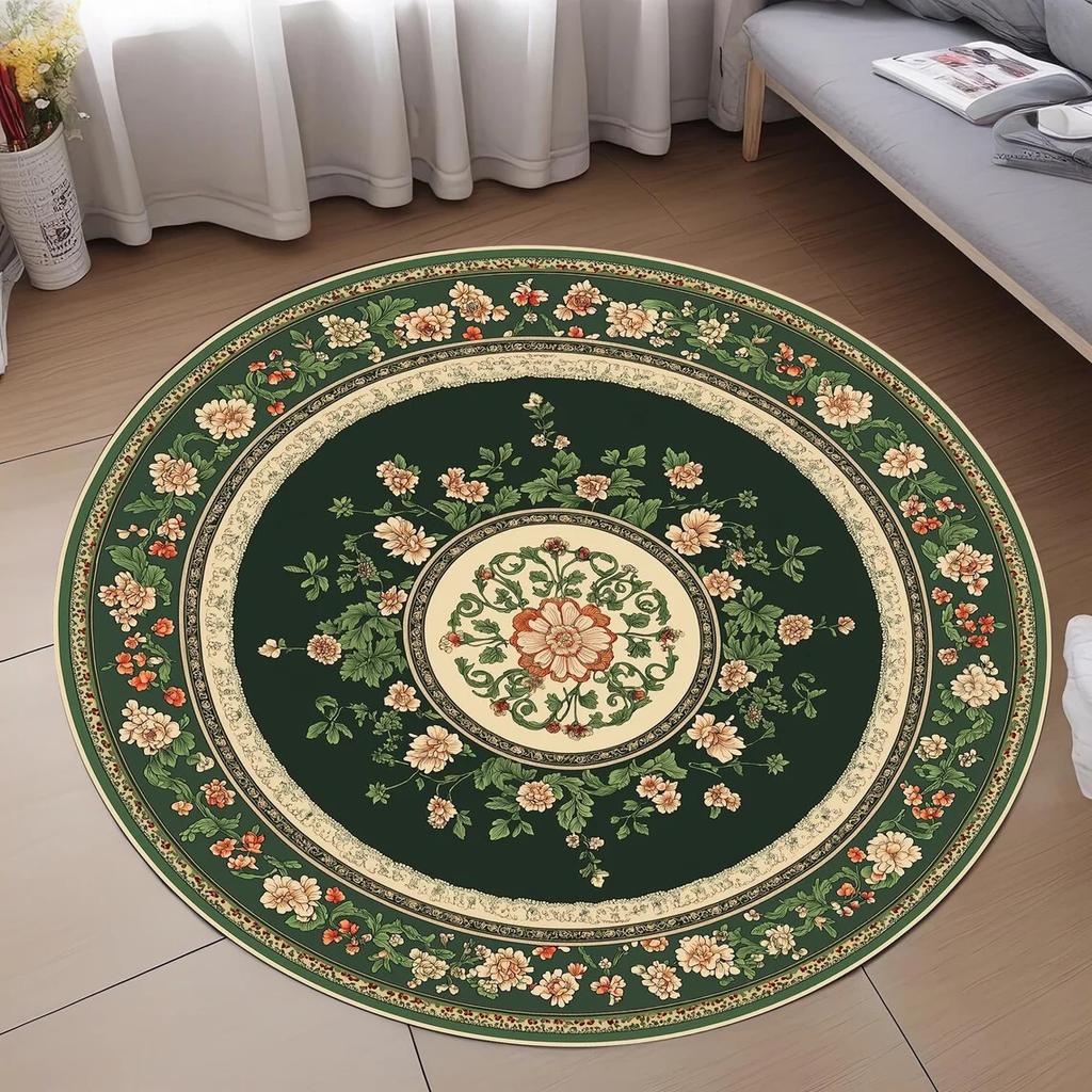 Retro Blommor Rund Matta Rund Matta Badrumsmatta Heminredning Vardagsrum Kök Matta Mattor för Sovrum Gåva